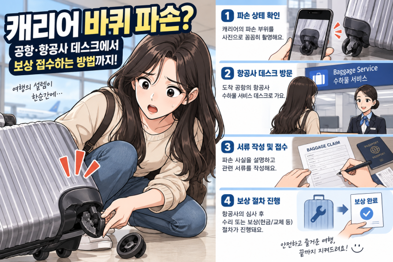 캐리어 바퀴 파손 항공사 보상 접수 팁과 공항 데스크 신청 방법