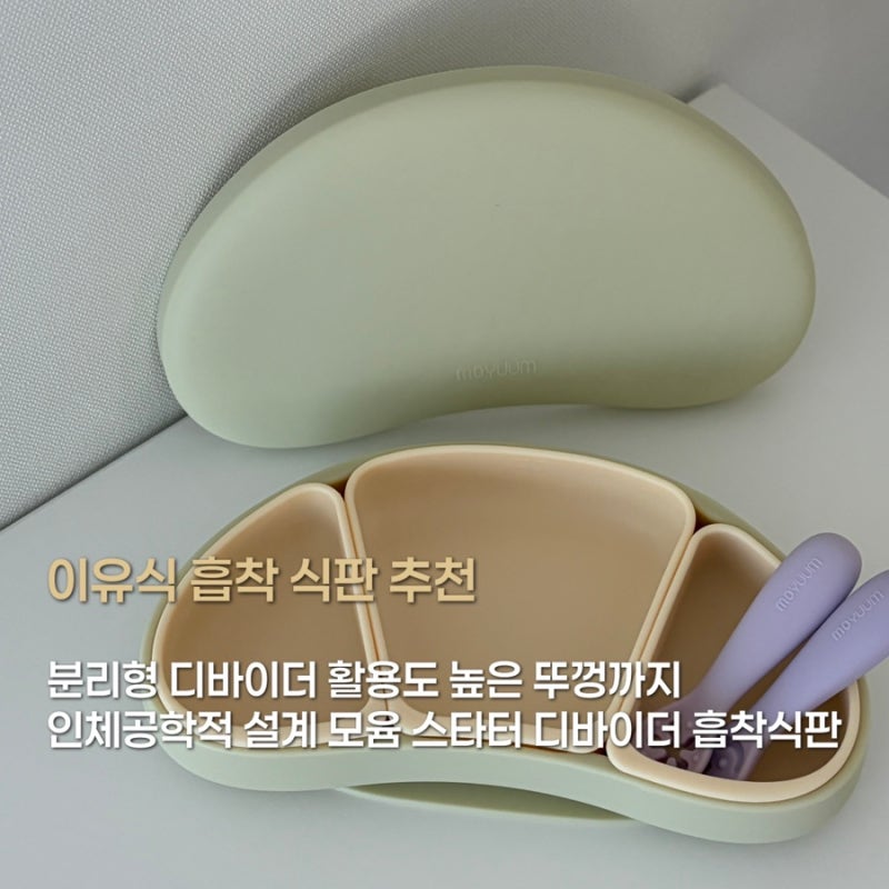이유식 식판 추천 모윰 스타터 디바이더3구 흡착식판
