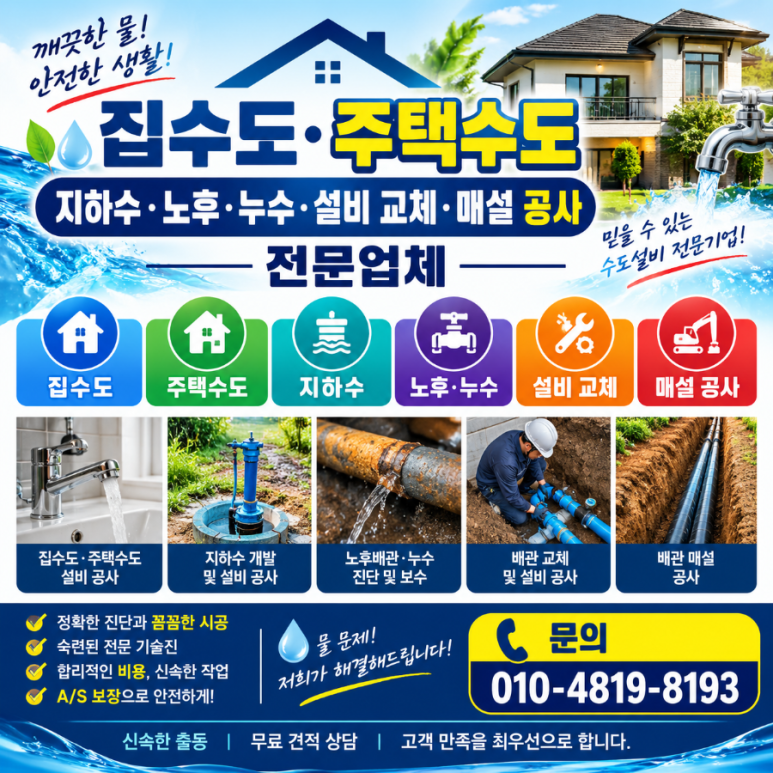 포항 집수도·주택수도 전문업체｜지하수·상수도 노후배관 누수·설비교체·매설공사 가격 ....