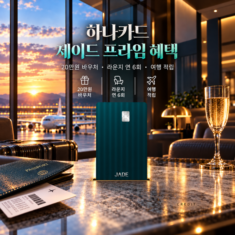 하나카드 제이드 프라임 혜택｜20만원 바우처·라운지 연 6회·연회비 정리