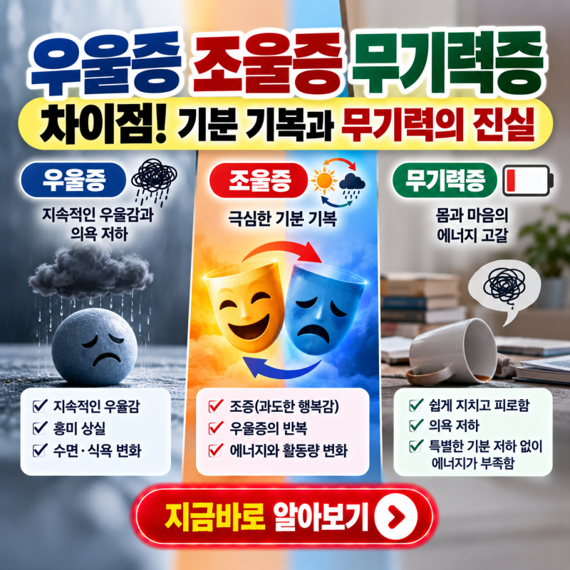 우울증 조울증 무기력증 차이점! 기분 기복과 무기력의 진실