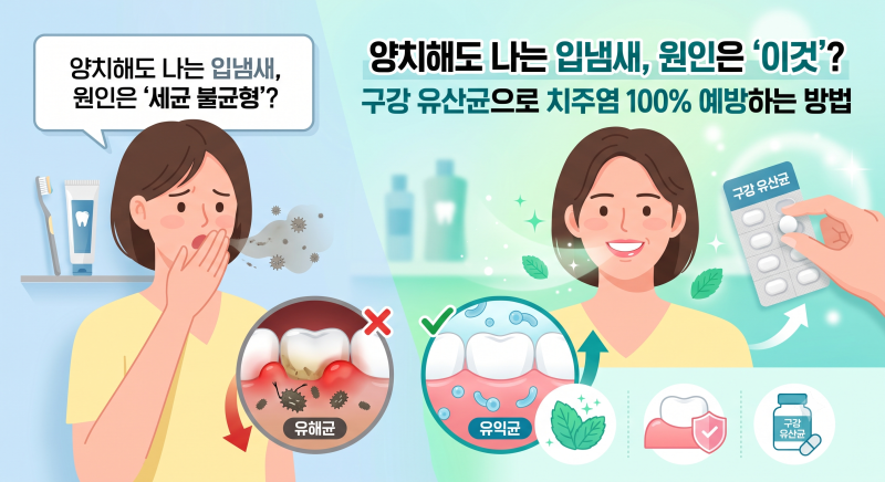 양치해도 나는 입냄새, 원인은 '이것'? 구강 유산균으로 치주염 100% 예방하는 방법