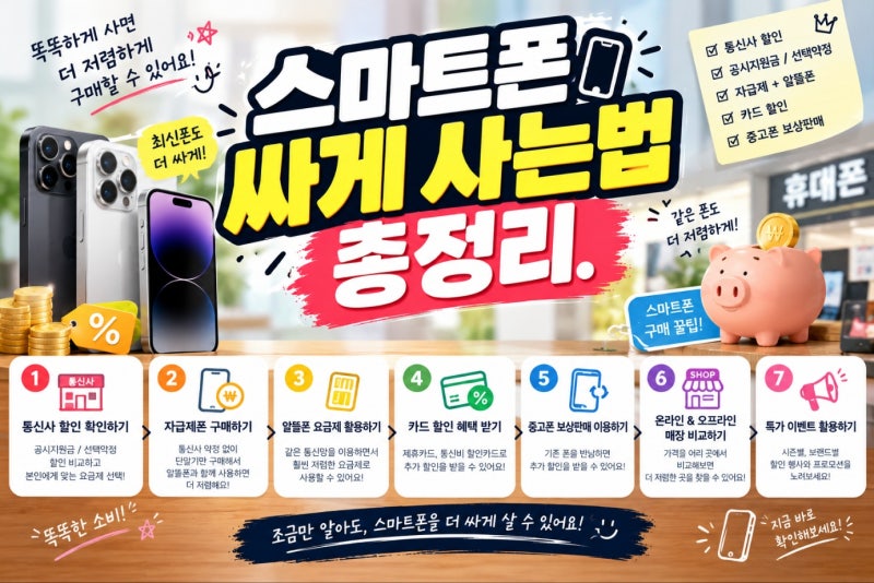 휴대폰 싸게 사는법 총정리 - 자급제·성지·공시지원금·선택약정 비교