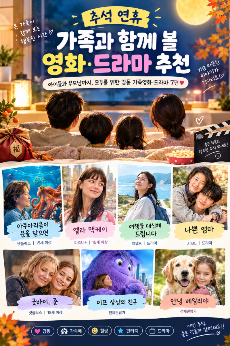 아이들과 부모님까지 함께 보기 좋은 감동 가족 영화·드라마 7편