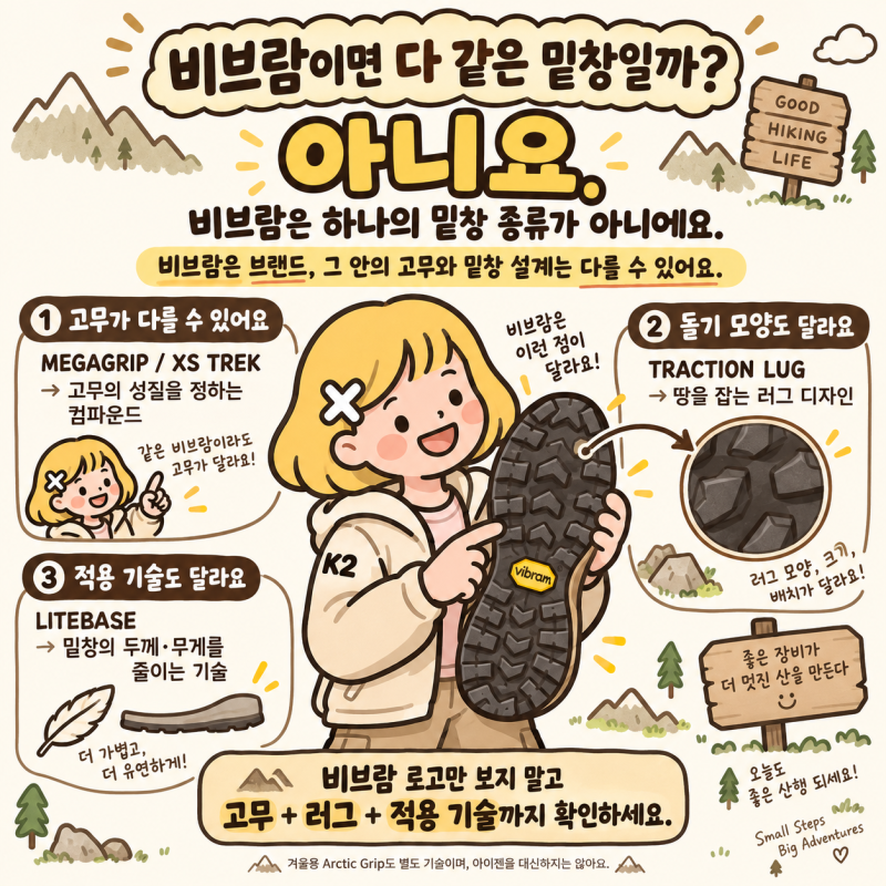 비브람이면 다 같은 밑창일까? 등산화 아웃솔 제대로 보는 법