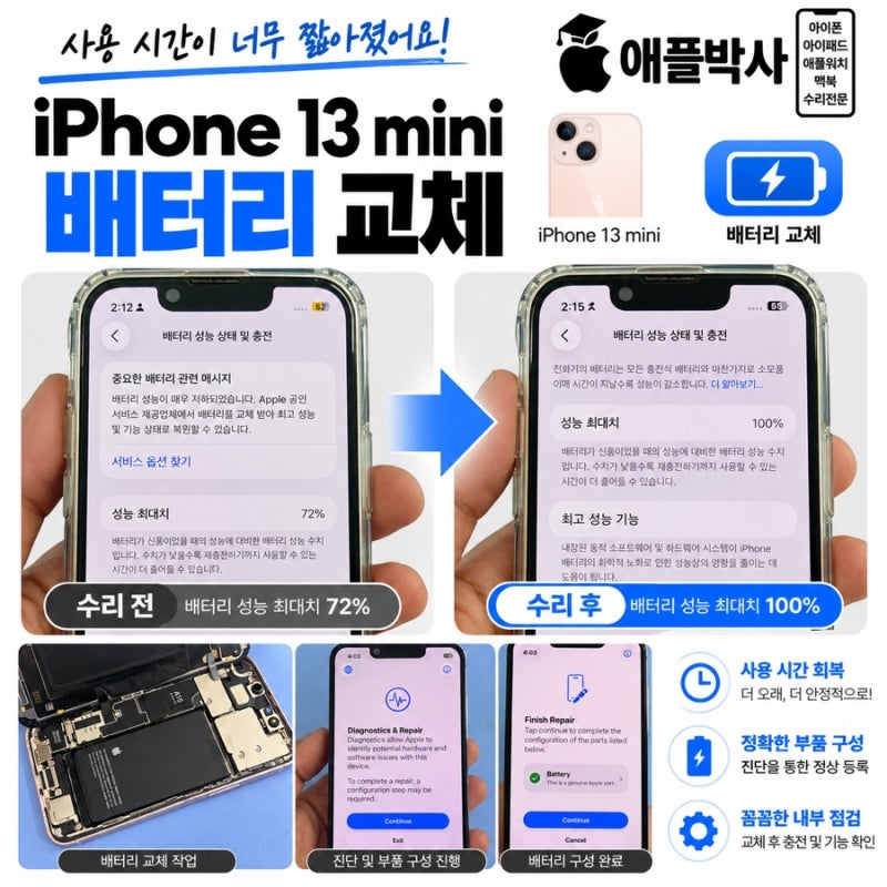 청주 아이폰13 미니 배터리 교체