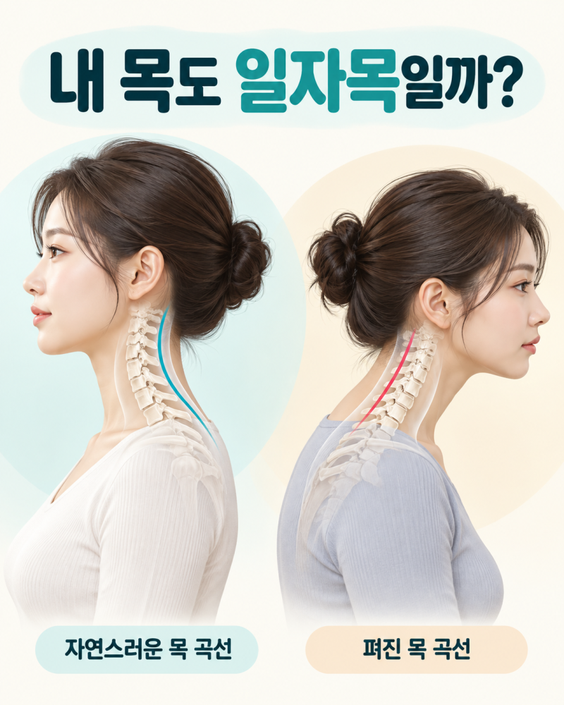 일자목원인 나도 몰랐는데 일자목이라니... 거북목과 일자목 차이 및 자가진단법