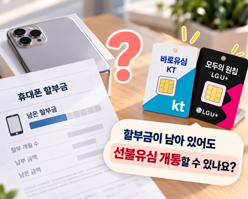 휴대폰 할부금이 남아 있어도 선불유심 개통되나요?
