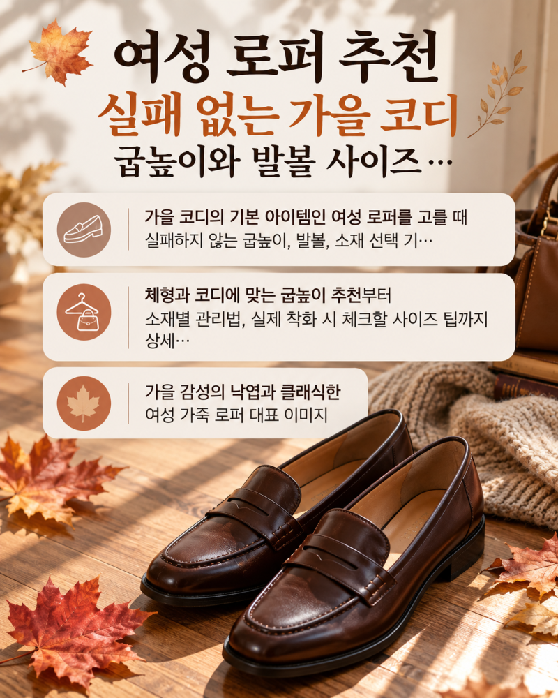 여성 로퍼 추천 실패 없는 가을 코디 굽높이와 발볼 사이즈 선택법