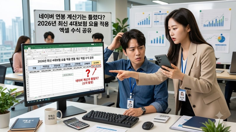 네이버 연봉 계산기는 틀렸다? 2026년 최신 4대보험 요율 적용 엑셀 수식 공유