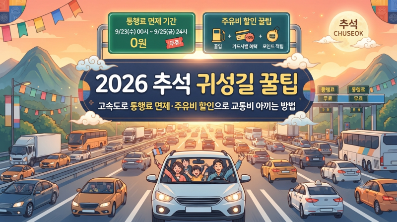 2026 추석 귀성길 꿀팁｜고속도로 통행료 면제·주유비 할인으로 교통비 아끼는 방법