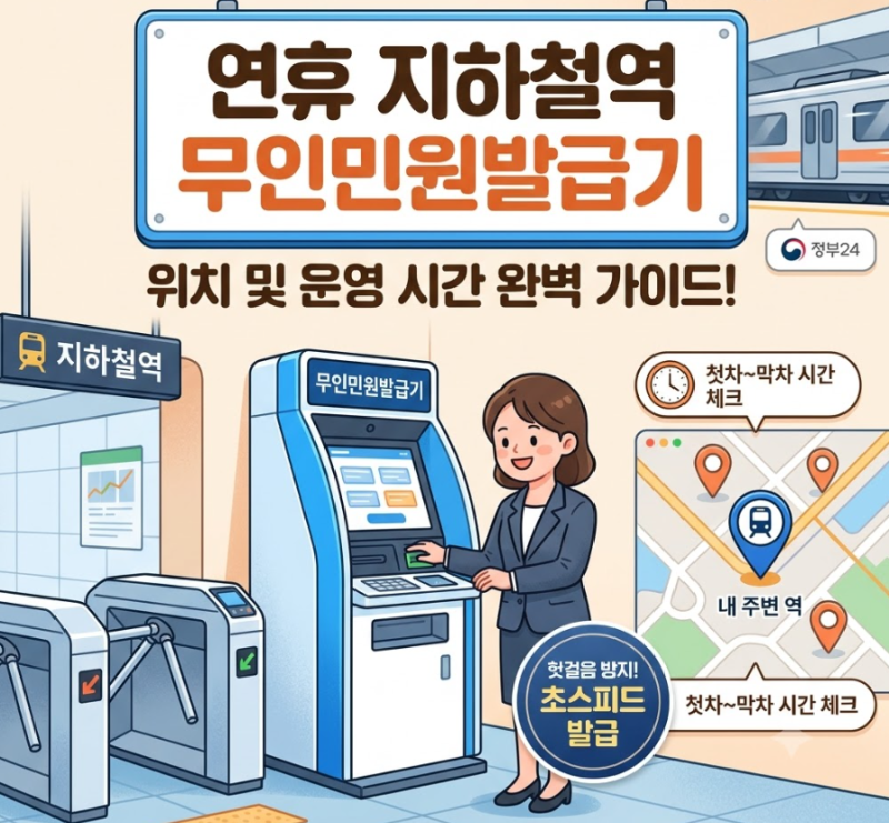 연휴 지하철역 무인민원발급기 위치 조회와 첫차·막차 운영시간 체크 기준