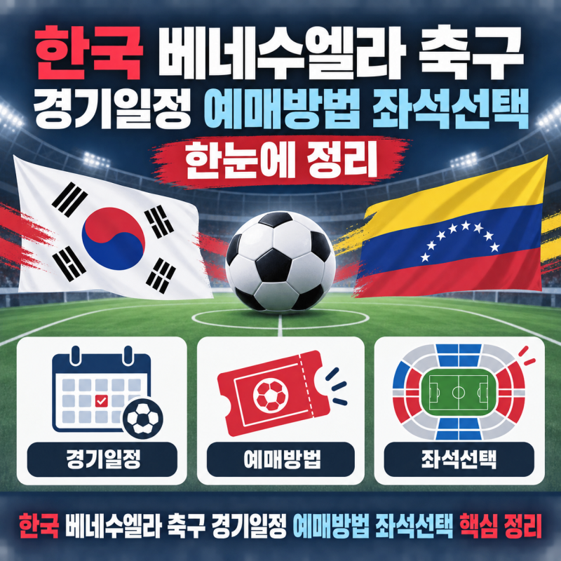 한국 베네수엘라 축구 경기일정은 언제? 대한민국 친선경기 티켓 예매 및 좌석 선택팁