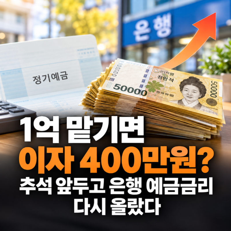 "1억 맡기면 이자 400만원?" 추석 앞두고 은행 예금금리 다시 올랐다