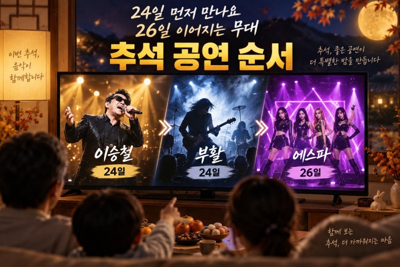 이승철 부활 에스파 추석콘서트, 24일·26일 보는 순서
