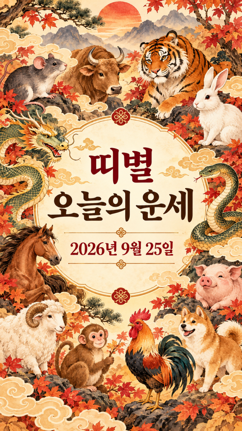 띠별 오늘의 운세｜마음이 급할수록 무엇부터 살펴야 할까? 2026년 9월 25일