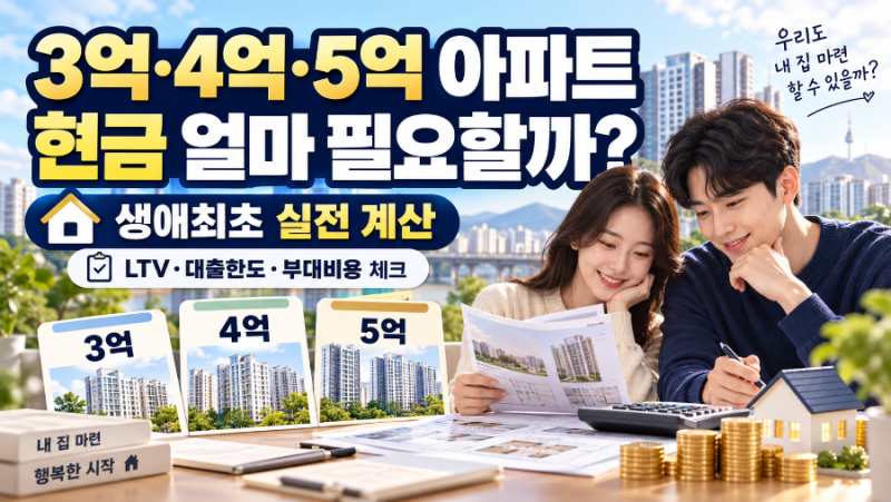 3억·4억·5억 아파트 생애최초로 사려면 현금 얼마 필요할까? 실제 계산