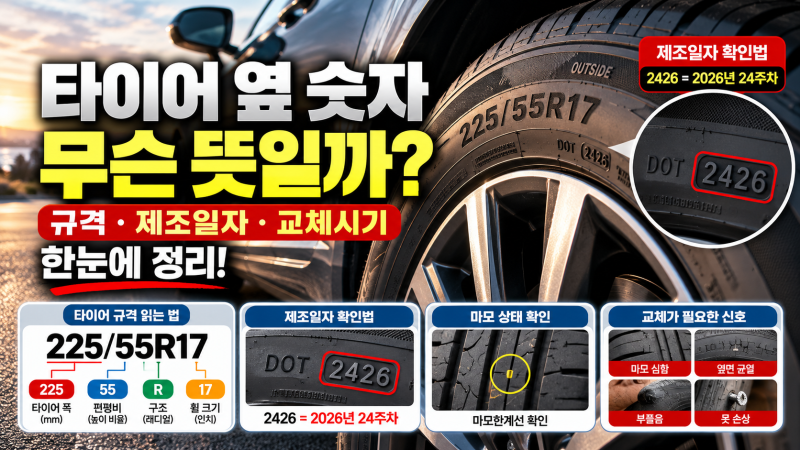 타이어 옆 숫자 무슨 뜻일까? 225/55R17·제조일자·교체시기 보는 법