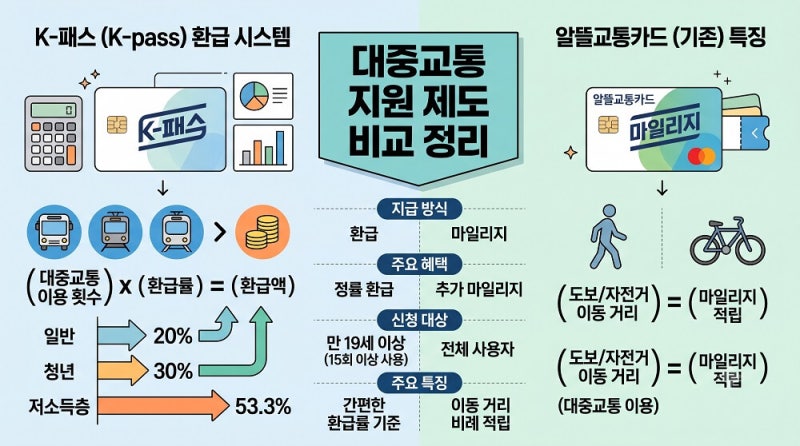 K-패스(K-pass) 환급률 계산 및 알뜰교통카드 차이점 정리