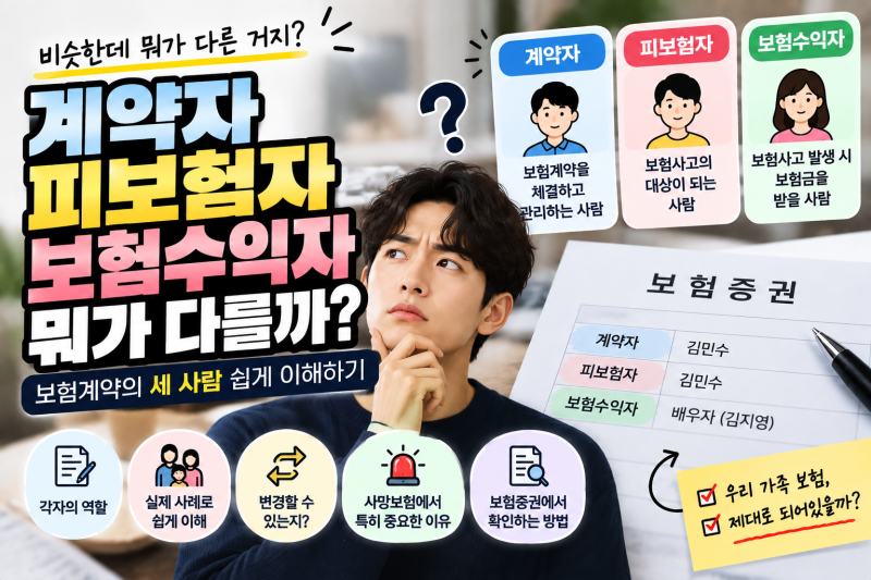 계약자·피보험자·보험수익자는 뭐가 다를까? 보험계약의 세 사람 쉽게 이해하기