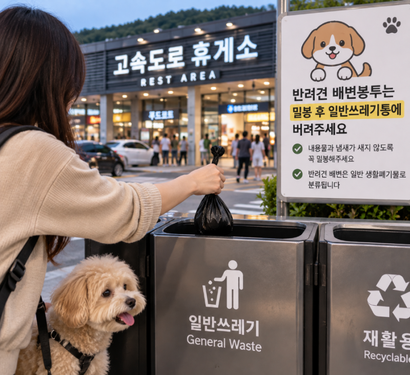 강아지 똥봉투를 부산까지 들고 갔다”…휴게소 쓰레기통에 버려도 될까? 의외의 답