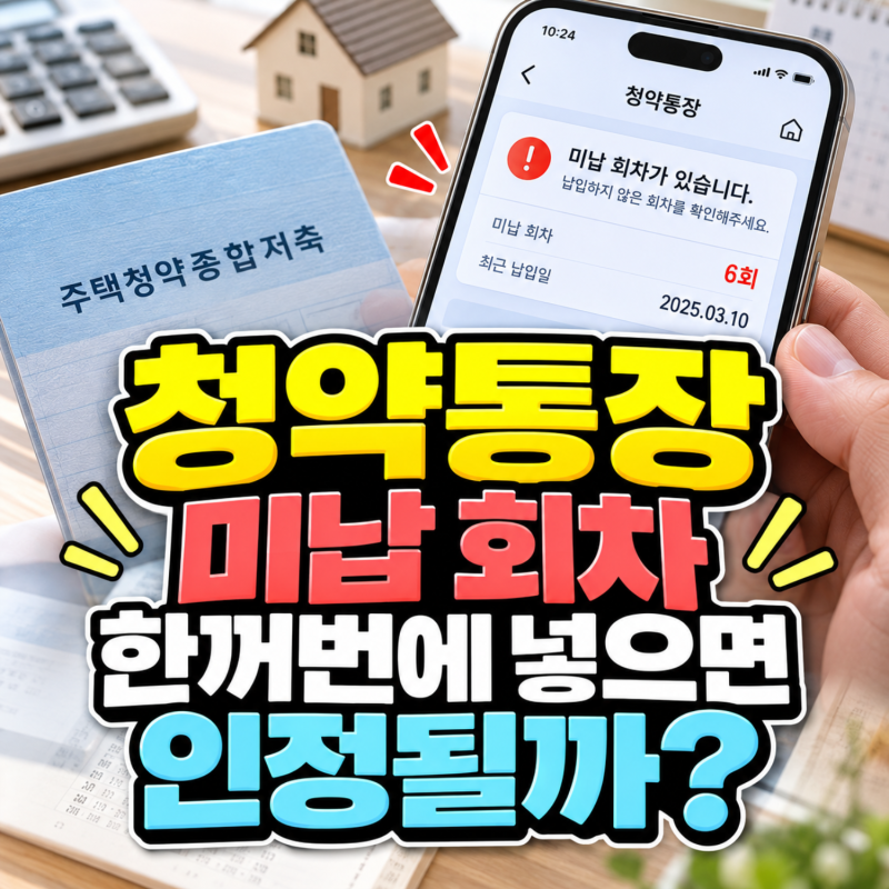 청약통장 미납 회차 한꺼번에 넣으면 인정될까? 연체 납입 방법과 25만원 기준