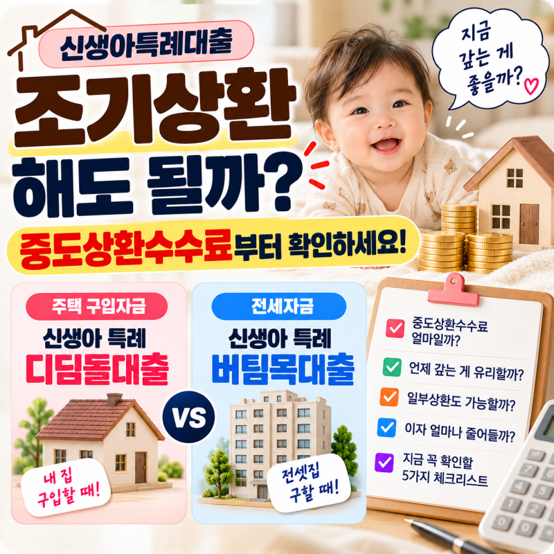 신생아특례대출 조기상환해도 될까? 중도상환수수료부터 확인하세요