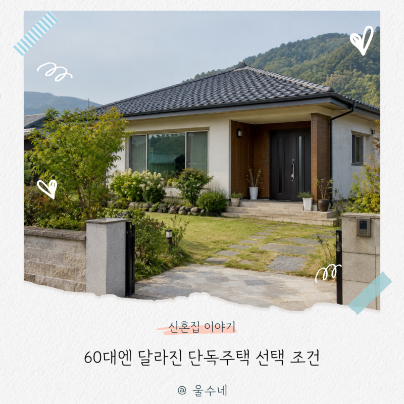 “60대엔 집 보는 기준이 달라져야 해요” 예쁜 집보다 먼저 봐야 할 단독주택 조건은?