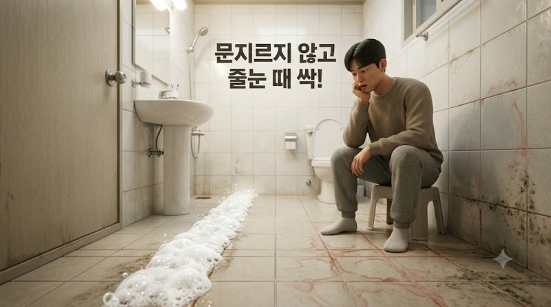 타일 줄눈 곰팡이와 누런 찌든 때, 과탄산소다로 문지르지 않고 지우는 법