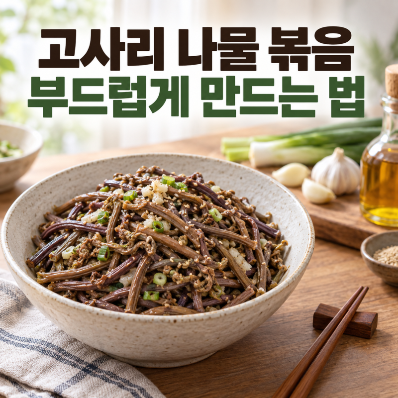 "고사리 나물 볶음 레시피" 질기지 않고 부드럽게 만드는 법