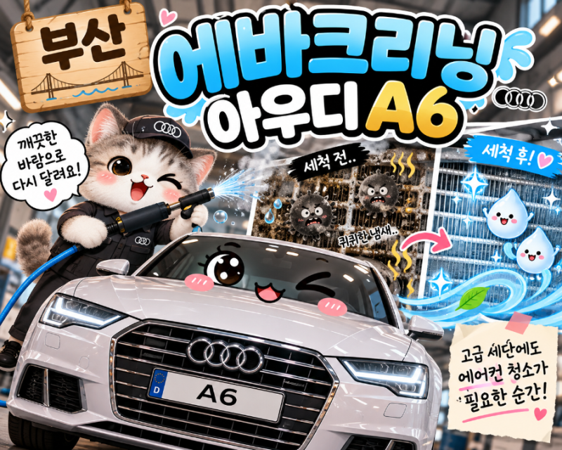 부산에바크리닝 아우디 A6 고급 세단에도 에어컨 청소가 필요한 순간