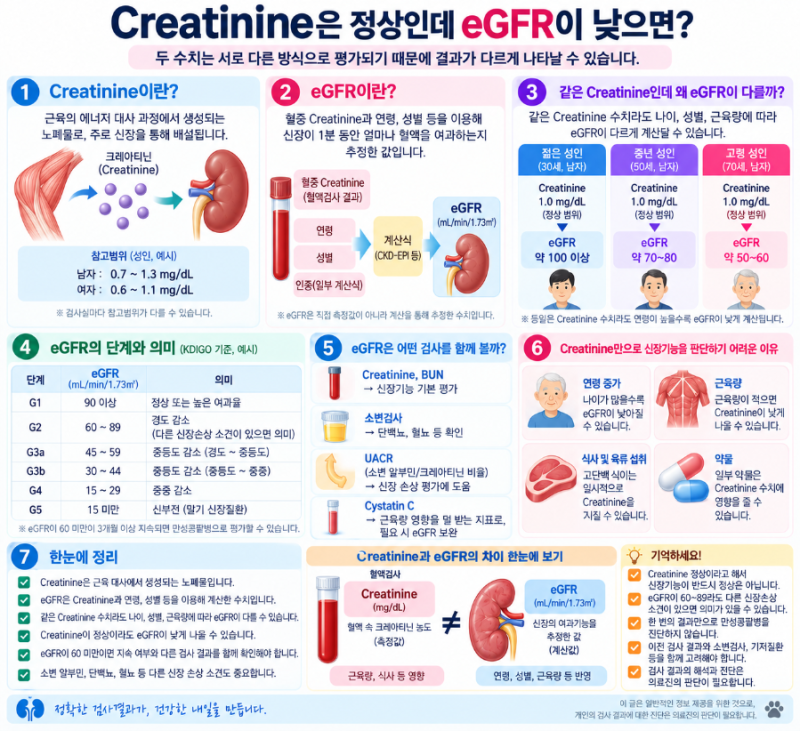 Creatinine은 정상인데 eGFR이 낮으면? 신장기능 검사 결과가 다른 이유