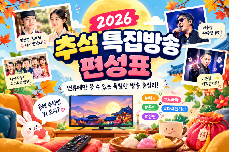 2026 추석 특집방송 편성표, “추석에 뭐 보지?” 박보검·김유정부터 이승철·이은결까지