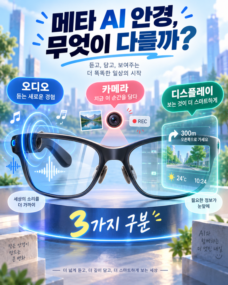 메타 AI 안경 총정리: 오디오·카메라·디스플레이, 무엇이 다를까?