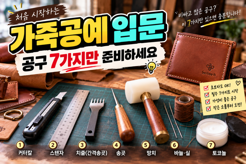 가죽공예 처음 시작할 때 필요한 공구 7가지｜처음부터 비싼 도구 살 필요 없는 이유