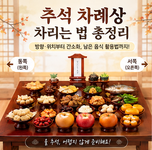 추석 차례상 차리는 법 총정리: 방향·위치부터 간소화, 남은 음식 활용법까지!