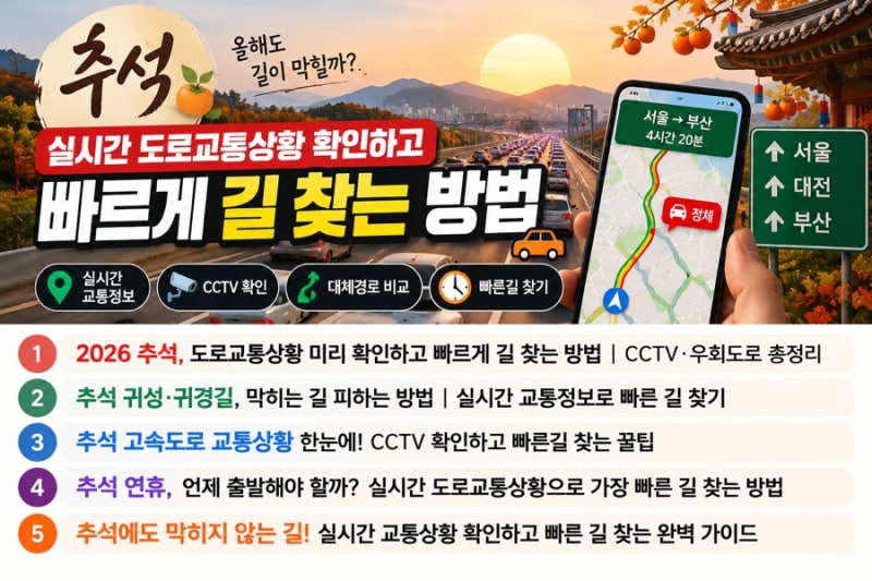 2026 추석, 도로교통상황 미리 확인하고 빠르게 길 찾는 방법｜CCTV·우회도로 총정리