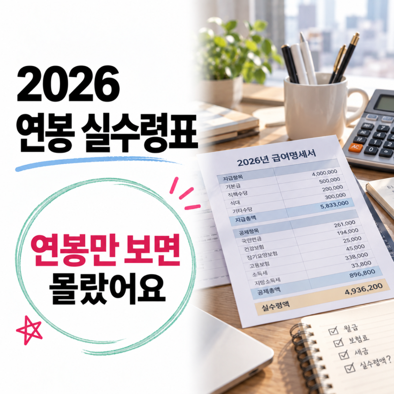 2026 연봉 실수령표, 회사가 말한 연봉과 내가 쓰는 돈 사이