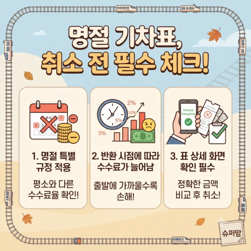 "취소하면 얼마 떼일까?" 명절 KTX·SRT 표 변경 전 수수료 확인법 및 환불 꿀팁