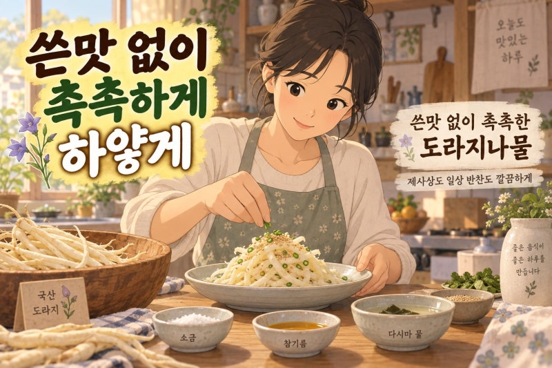 도라지나물볶음 쓴맛 없이 촉촉하게 만드는 법, 제사상도 실패 없는 핵심 비율