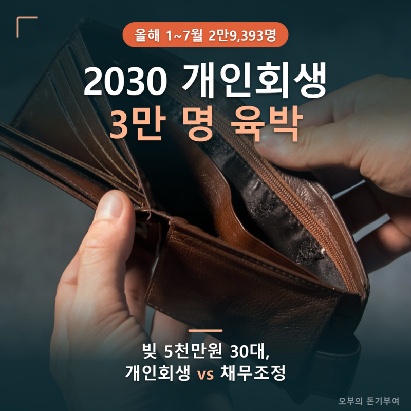 2030 개인회생 3만 명 육박, 빚 5천만원 30대라면 개인회생과 채무조정 뭐가 다를까