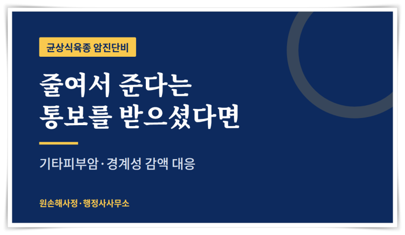 균상식육종 암진단비를 줄여서 준다고요?(일반암,고액암 진단비 검토)