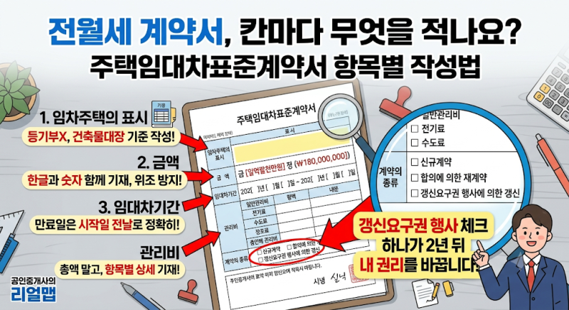 전월세 계약서, 칸마다 무엇을 적어야 하나요? 주택임대차표준계약서 항목별 작성법