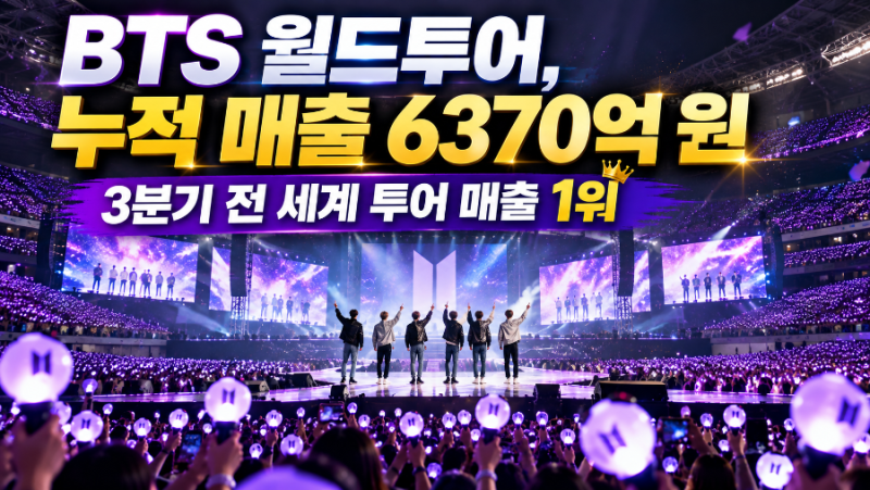 BTS 월드투어, 누적 매출 6370억 원｜2026년 3분기 전 세계 투어 매출 1위