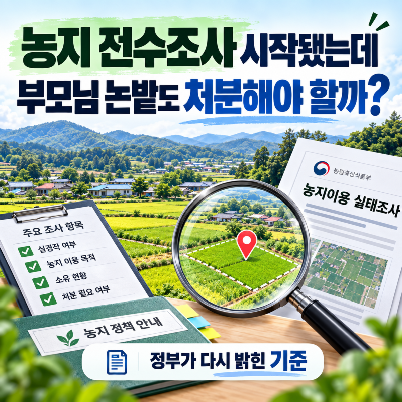 농지 전수조사 시작됐는데 부모님 논밭도 처분해야 할까? 정부가 다시 밝힌 기준