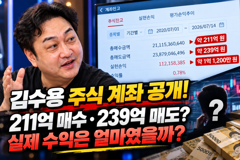 김수용 주식 211억·239억 거래, 28억 번 걸까? 실제 수익 공개됐다
