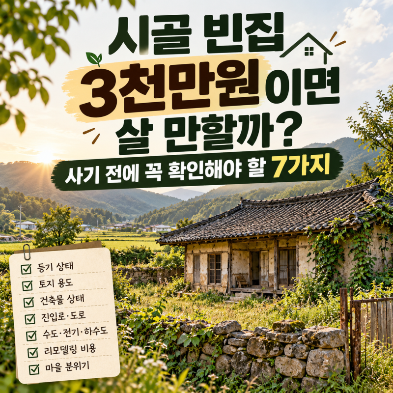 시골 빈집 3천만원이면 살 만할까? 사기 전에 꼭 확인해야 할 7가지
