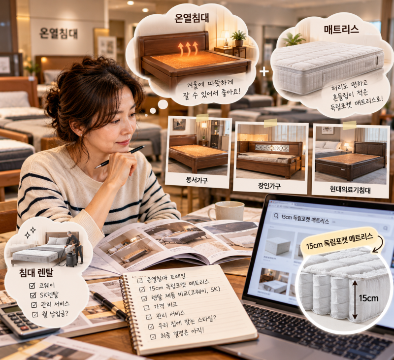 이사하면서 침대 고르기가 이렇게 어려울 줄이야｜온열침대부터 렌탈까지 직접 알아본 이유