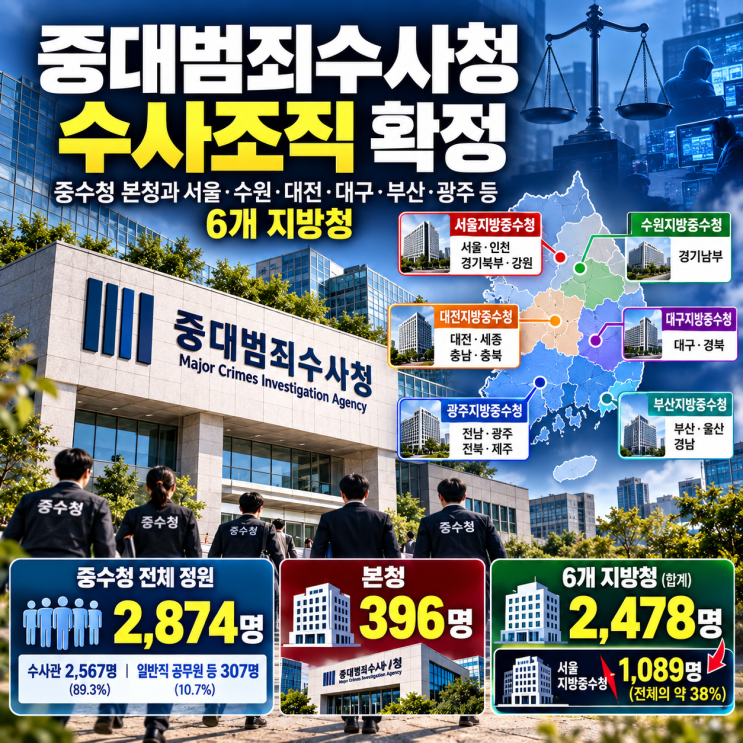 [중수청 조직] 중대범죄수사청 수사조직 확정…중수청 본청·서울·....