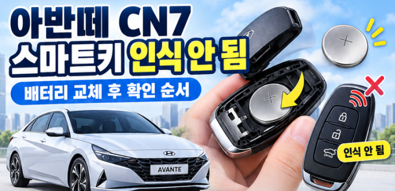 아반떼 CN7 스마트키 배터리 교체 후 인식이 안 될 때